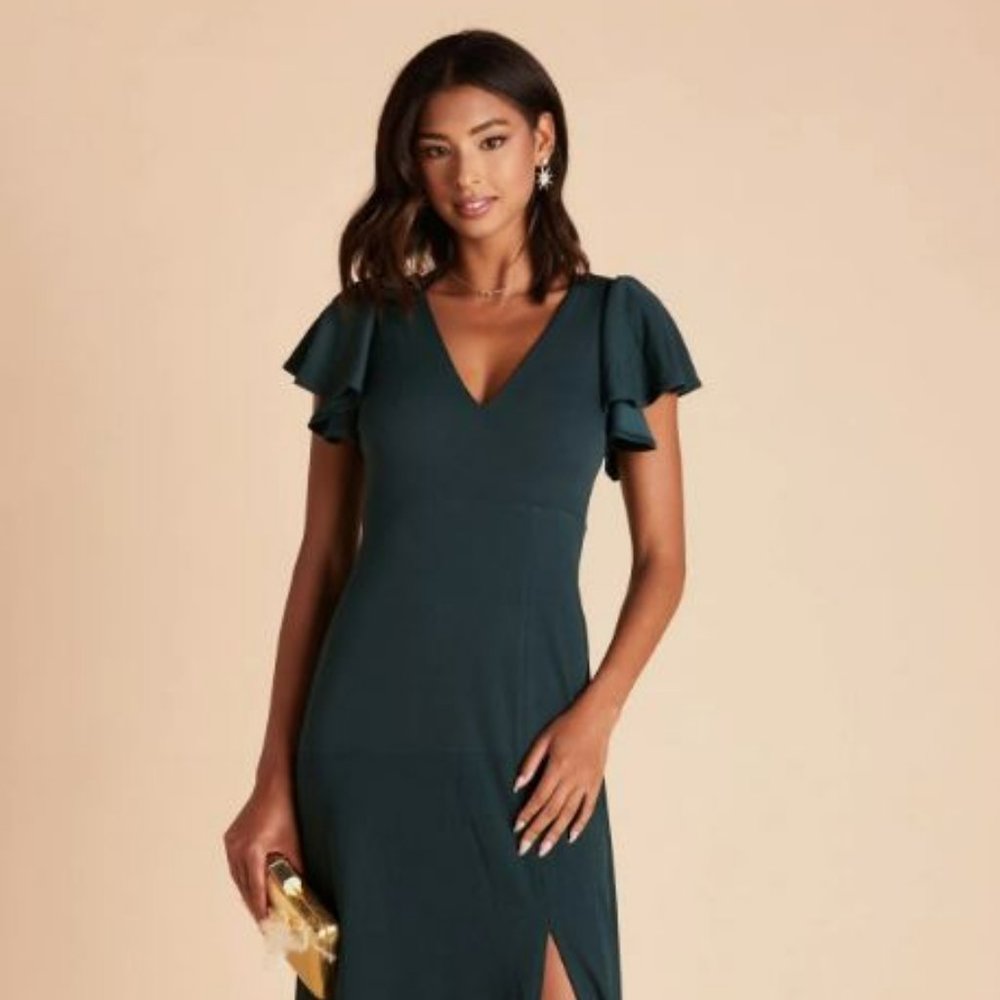 Birdy Grey Hannah Empire Dress Emerald Crepe Maxi Size Medium